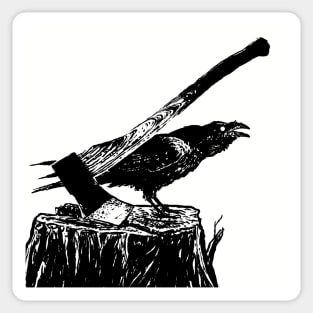 Raven and an axe Sticker